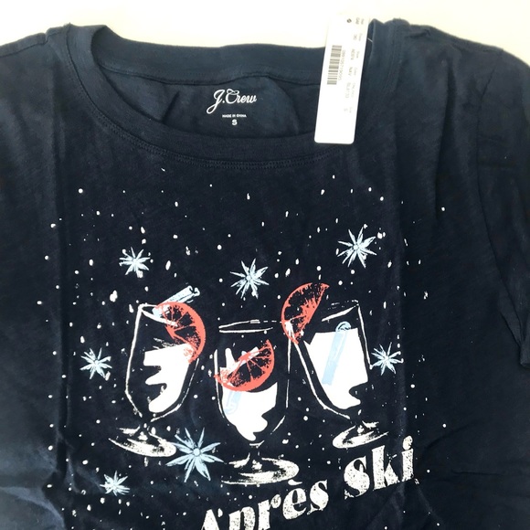 J.CREW JCrew “APRES SKI” Collector Tee Graphic T-Shirt Tee ~ MIDNIGHT NAVY BLUE - Picture 3 of 6